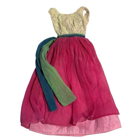 1960's Barbie Gown Fraternity Dance #1638 Lace Bodice Chiffon Skirt Brooch - Picture 1 of 14